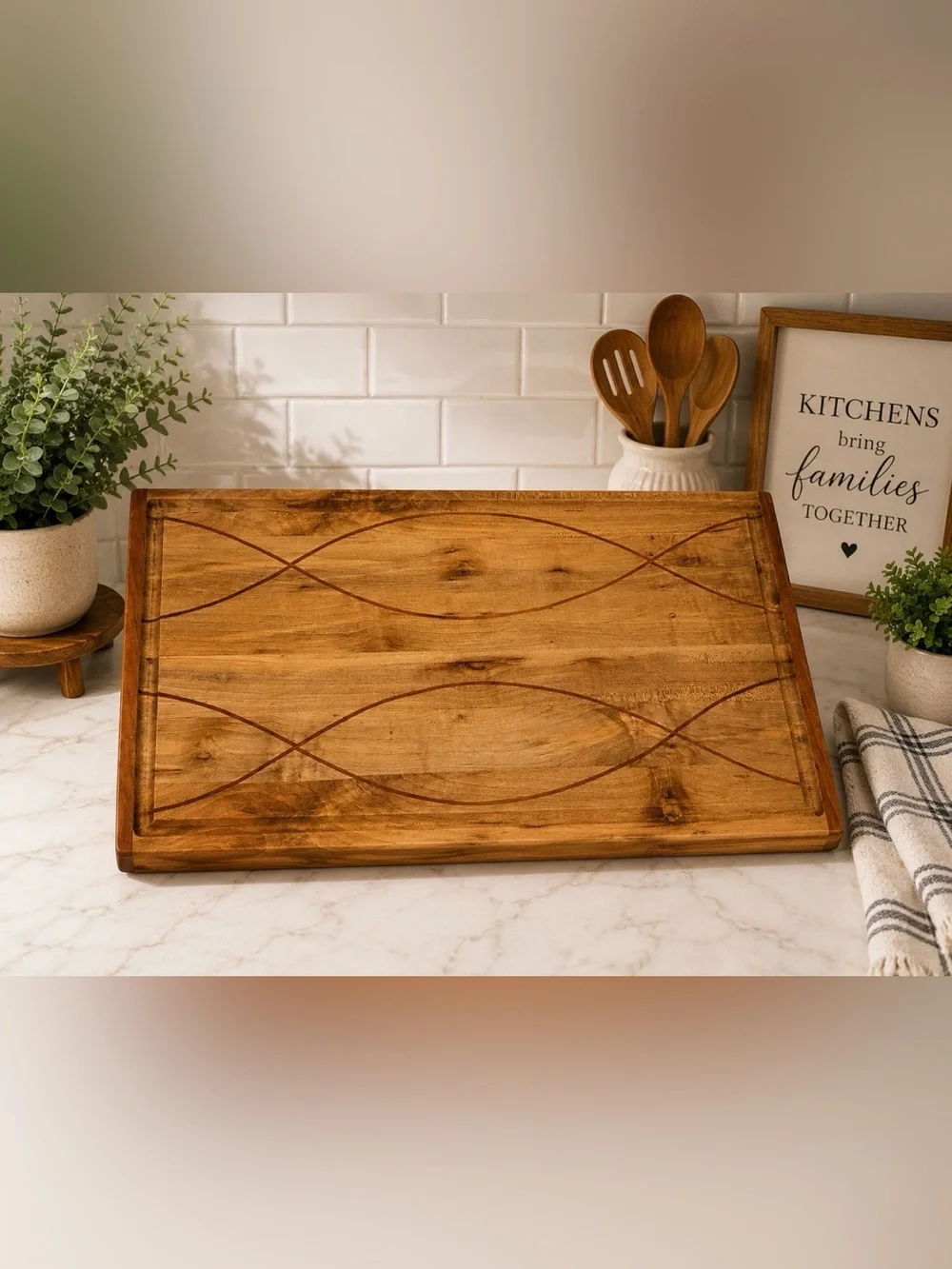 Handmade Rustic Wood Cutting Board - Brown